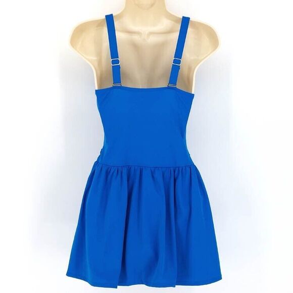 Denim & Co Beach Swimsuit Womens Sz 6 Saphire Blue One Piece Swim Dress Modest - Picture 2 of 8